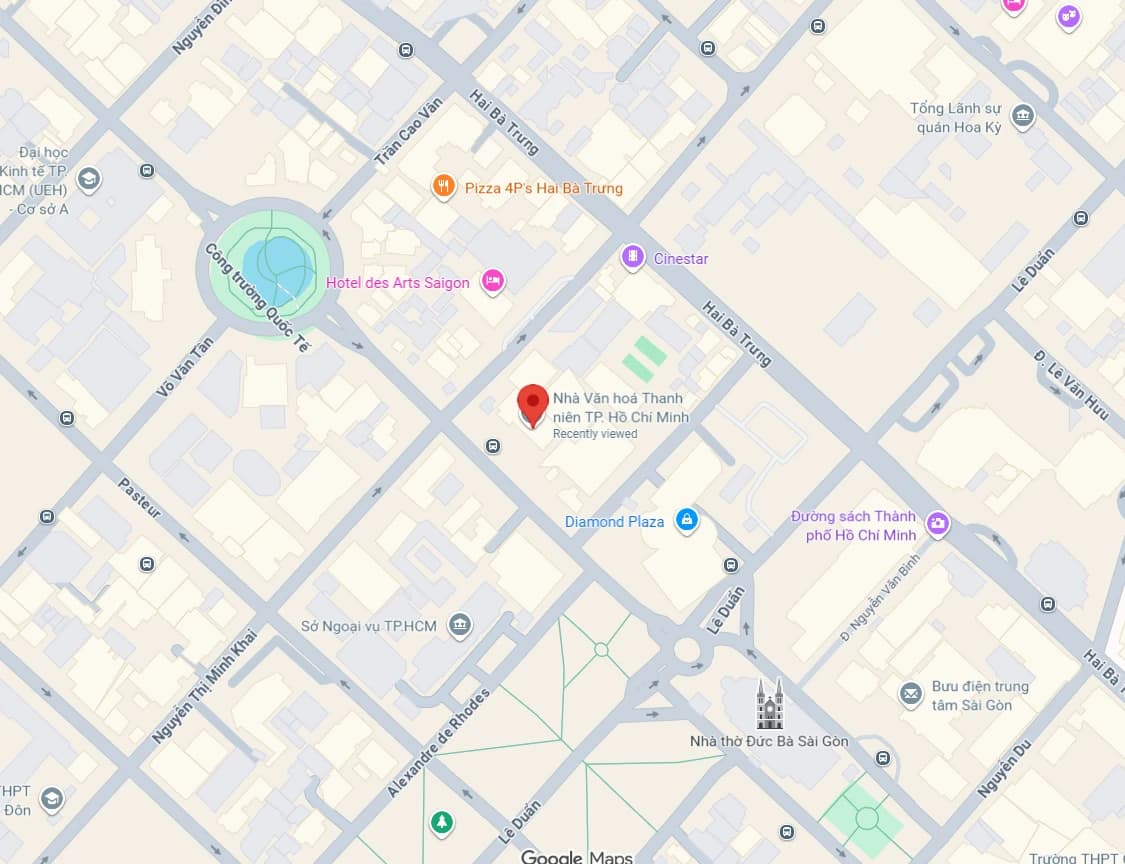 Bản đồ đến Nhà Văn hóa Thanh niên TP. Hồ Chí Minh