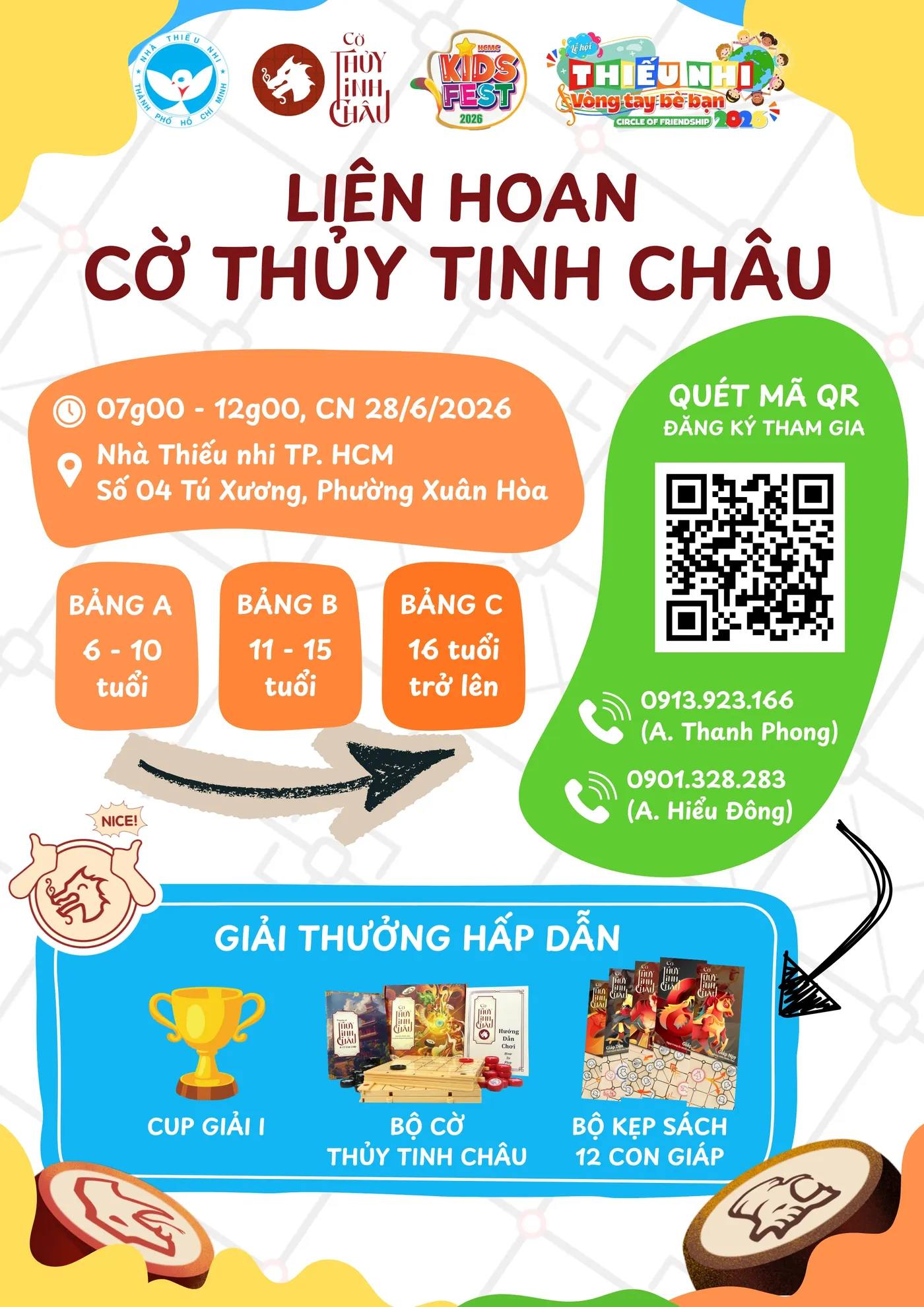 Hình ảnh poster giới thiệu về Liên hoan Cờ Thủy Tinh Châu tại sự kiện Kids Fest 2026 ở Nhà Thiếu nhi Thành phố Hồ Chí Minh 
