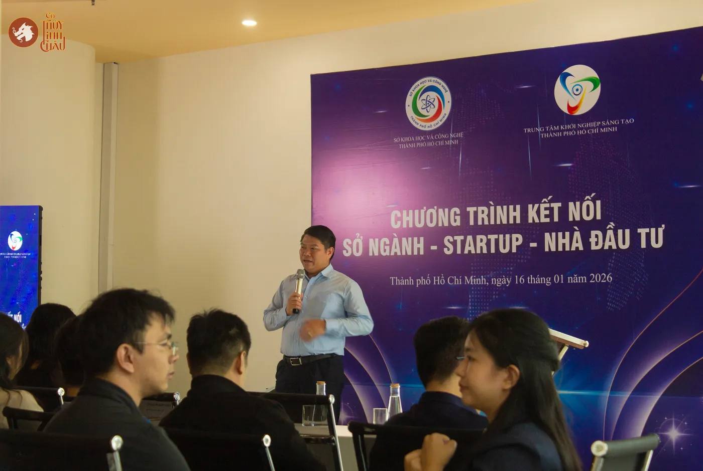 Phần trình bày của lãnh đạo tại chương trình kết nối Sở Ngành - Startup - Nhà Đầu tư