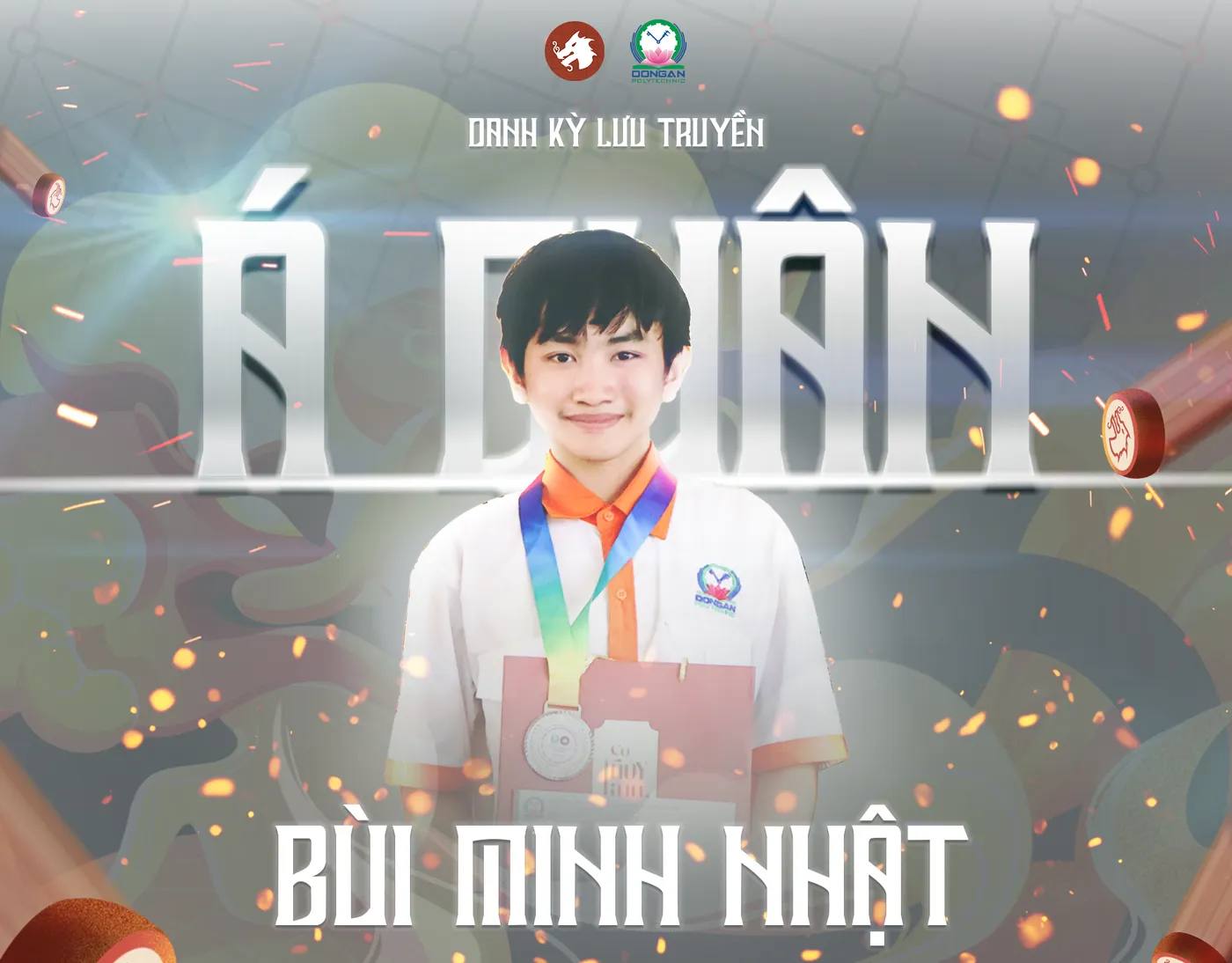 Hình chụp Á Quân Bùi Minh Nhật trong buổi Chung kết giải đấu Danh Kỳ Lưu Truyền - Cờ Thủy Tinh Châu