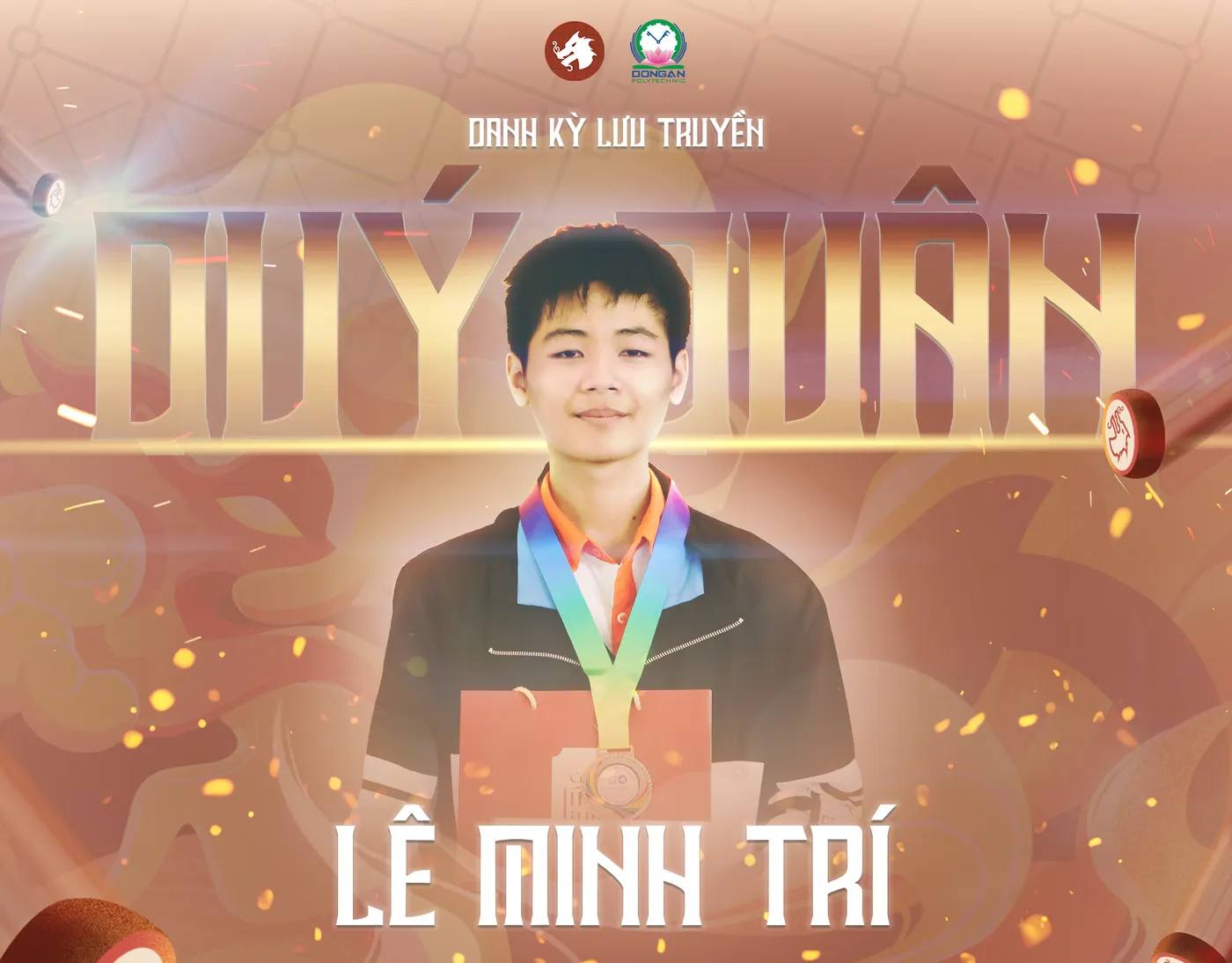 Hình chụp Quý Quân Lê Minh Trí trong buổi Chung kết giải đấu Danh Kỳ Lưu Truyền - Cờ Thủy Tinh Châu